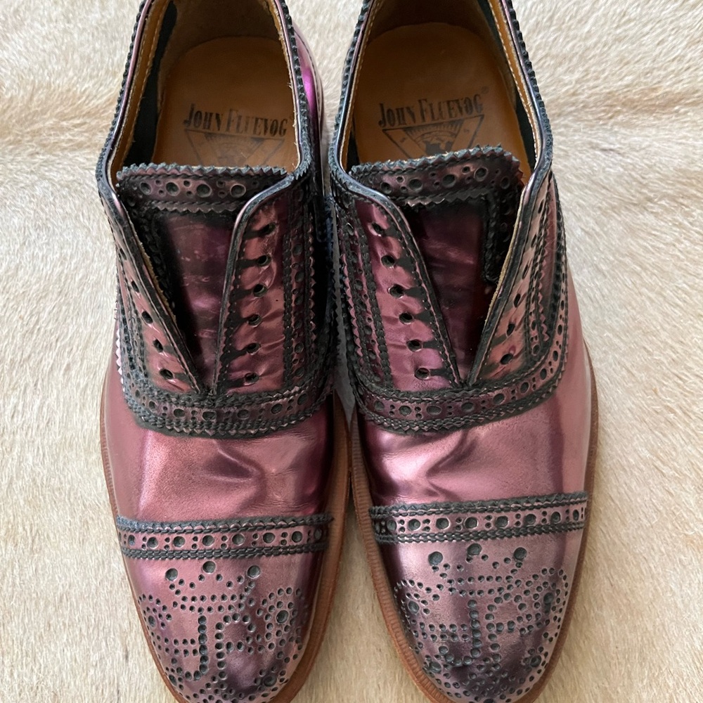 Metallic PINK Wingtip John FLUEVOG luxury shoe size 6 W.